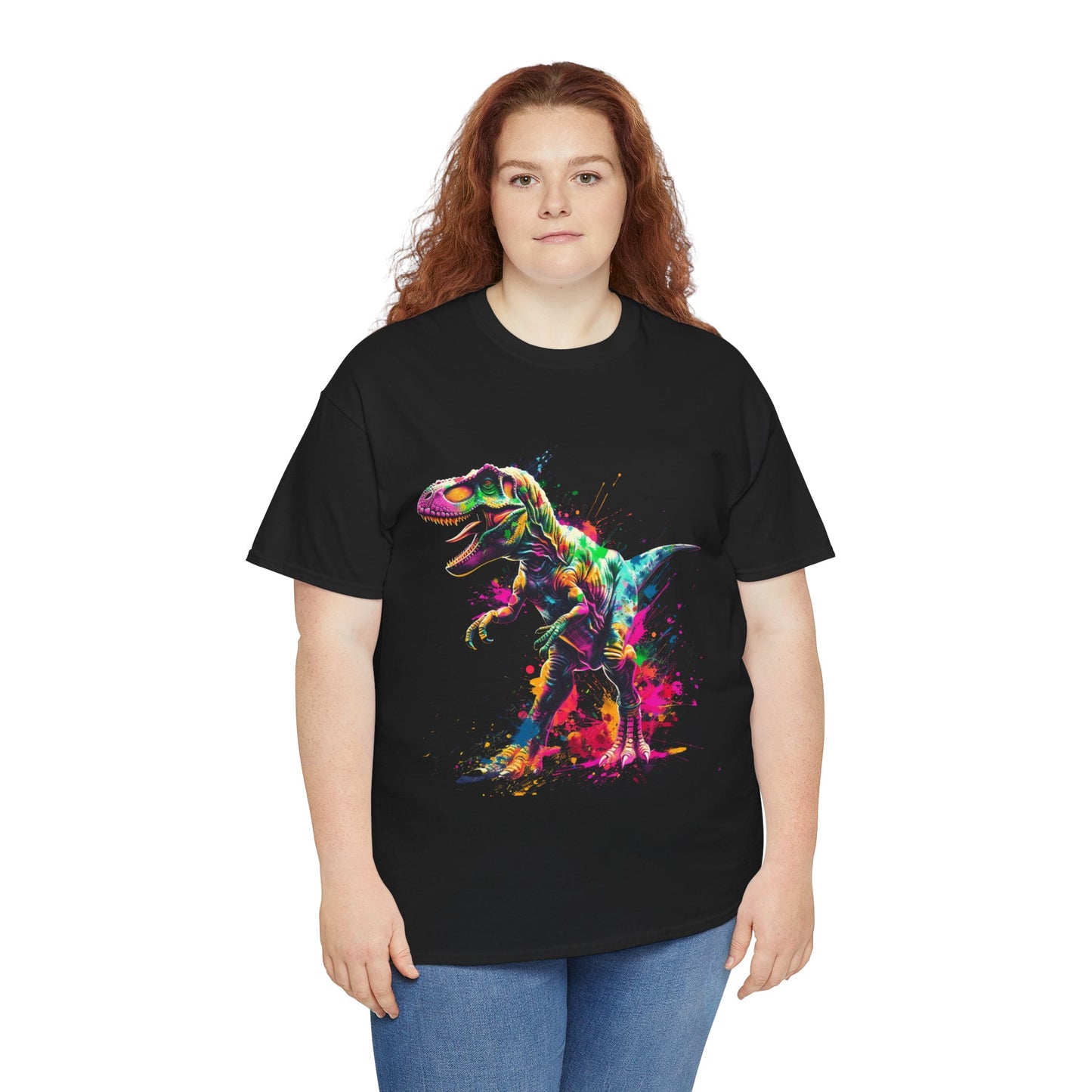 Dinosaur T-Rex Graphic Unisex Heavy Cotton Tee | T-Rex Rebel Frequency