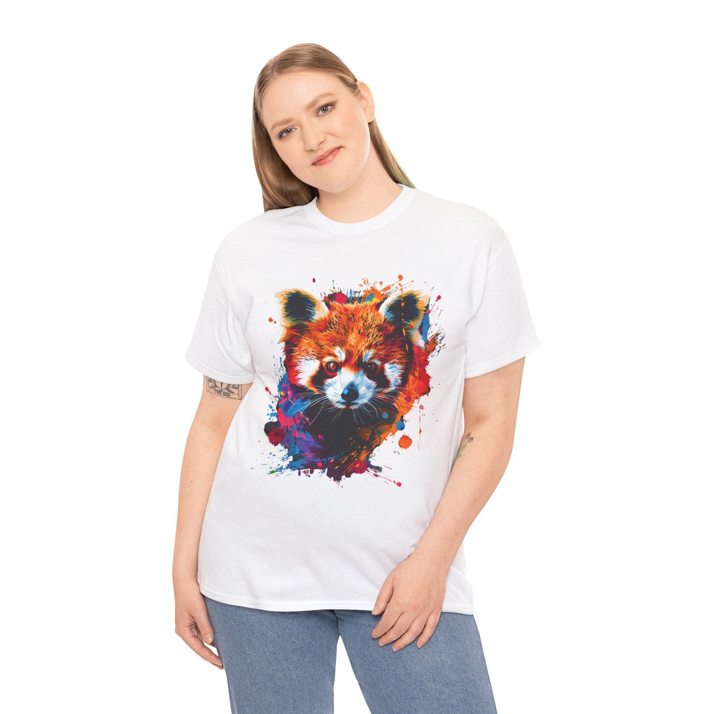 Colorful Red Panda Graphic Unisex Heavy Cotton Tee | Red Panda Rebel Frequency