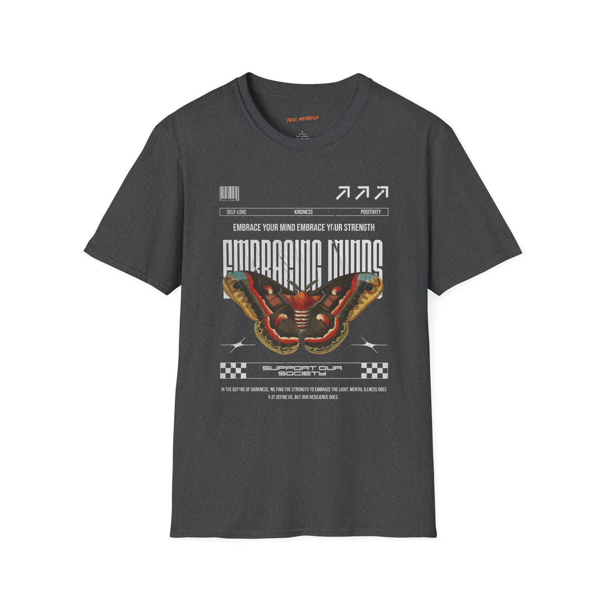 Embracing Minds Butterfly Spread Love Rose Graphic T-Shirt