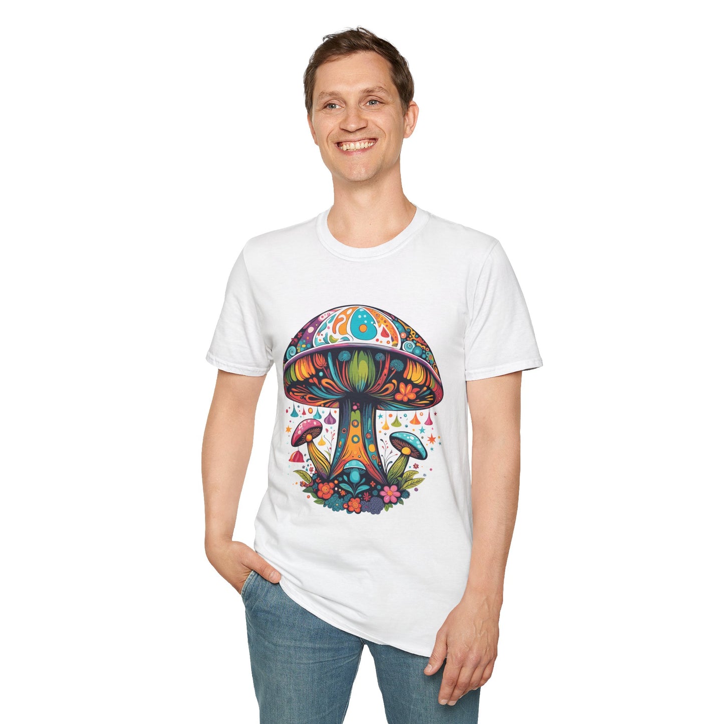 Psychedelic Mushroom Unisex Softstyle T-Shirt | Mush Rebel Frequency