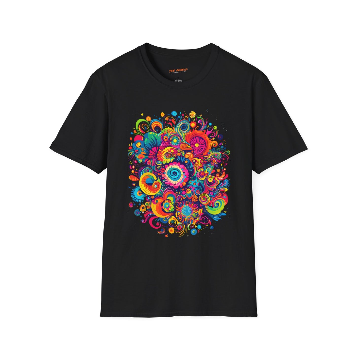 Psychedelic Swirl Unisex Softstyle T-Shirt | Swirl Rebel Frequency