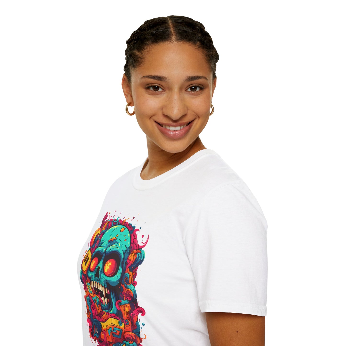 Psychedelic Skull Graphic Unisex Softstyle T-Shirt | Skull Rebel Frequency