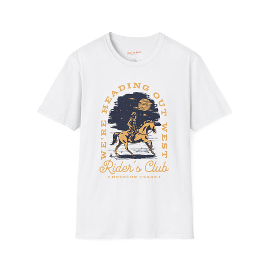 We're Heading Out West Rider's Club Unisex Streetwear T-Shirt | Western Graphic T-Shirt | Rider Rebel Frequency