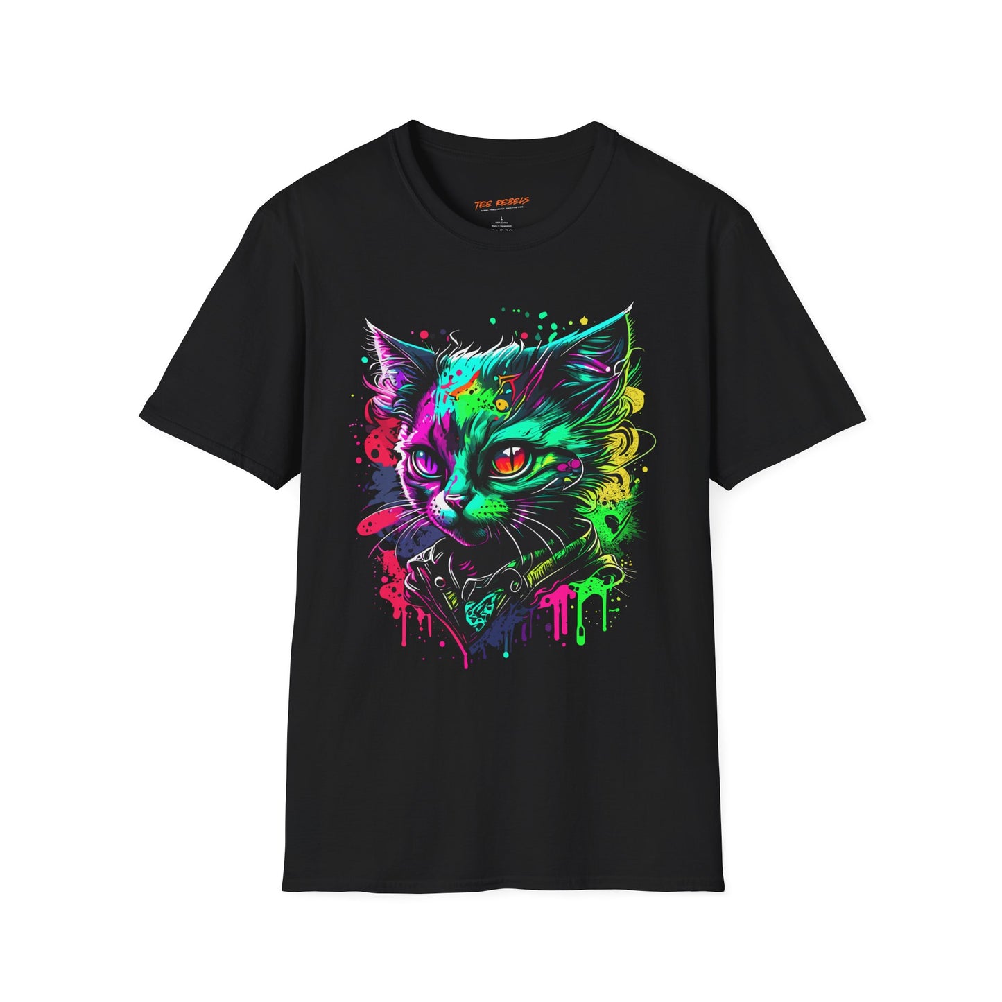 Psychedelic Synthwave Cat Unisex T-Shirt | Cat Rebel Frequency