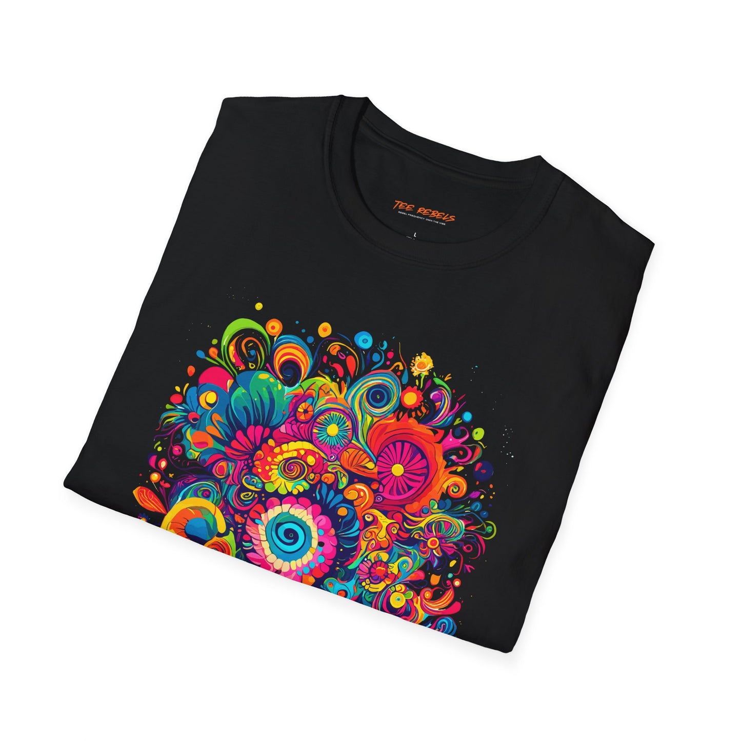 Psychedelic Swirl Unisex Softstyle T-Shirt | Swirl Rebel Frequency