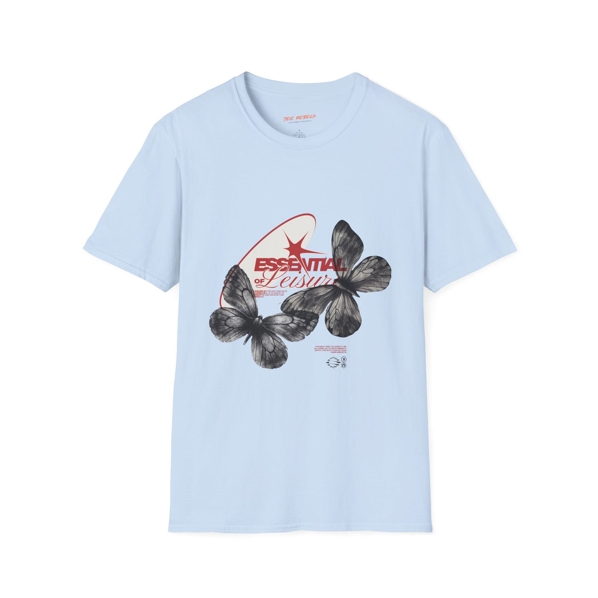 Essential of Leisure Butterfly Spread Love Rose Graphic T-Shirt