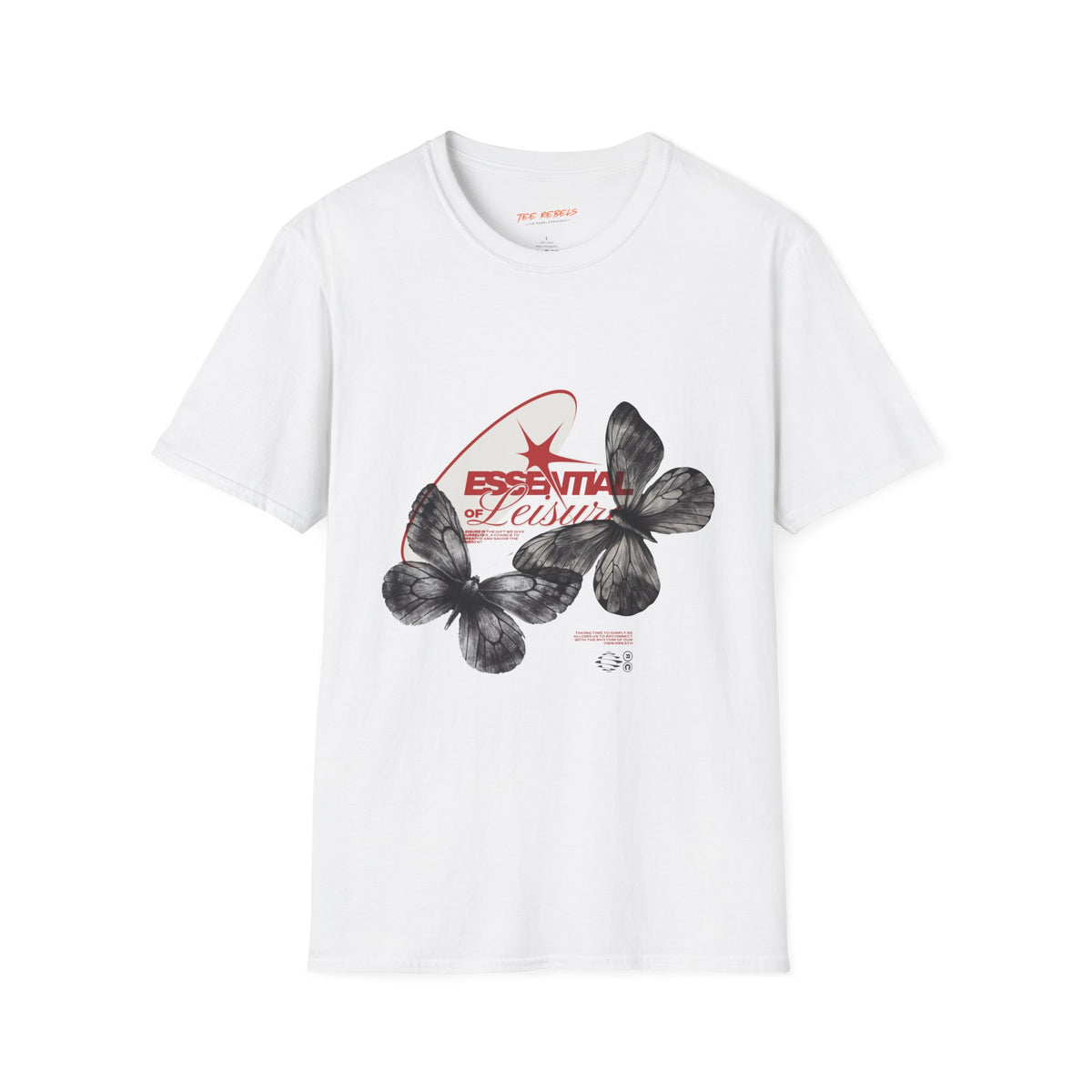 Essential of Leisure Butterfly Spread Love Rose Graphic T-Shirt