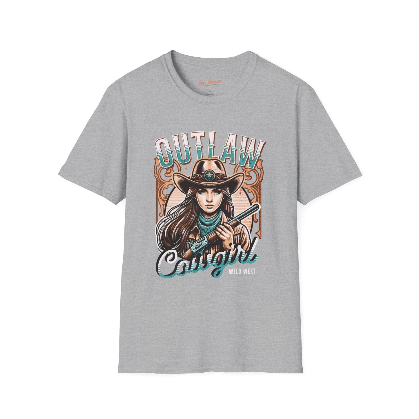 Outlaw Cowgirl Unisex Streetwear T-Shirt | Wild West Graphic T-Shirt | Western Graphic T-Shirt | Cowgirl Rebel Frequency