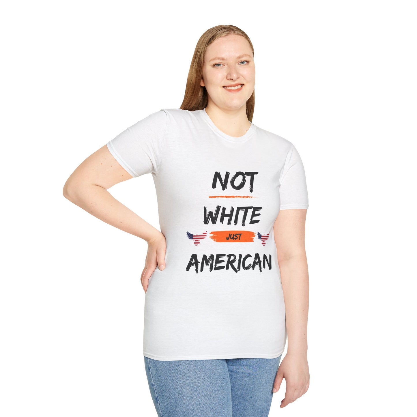 Not White Just American Unisex Softstyle T-Shirt - Identity Rebel Frequency