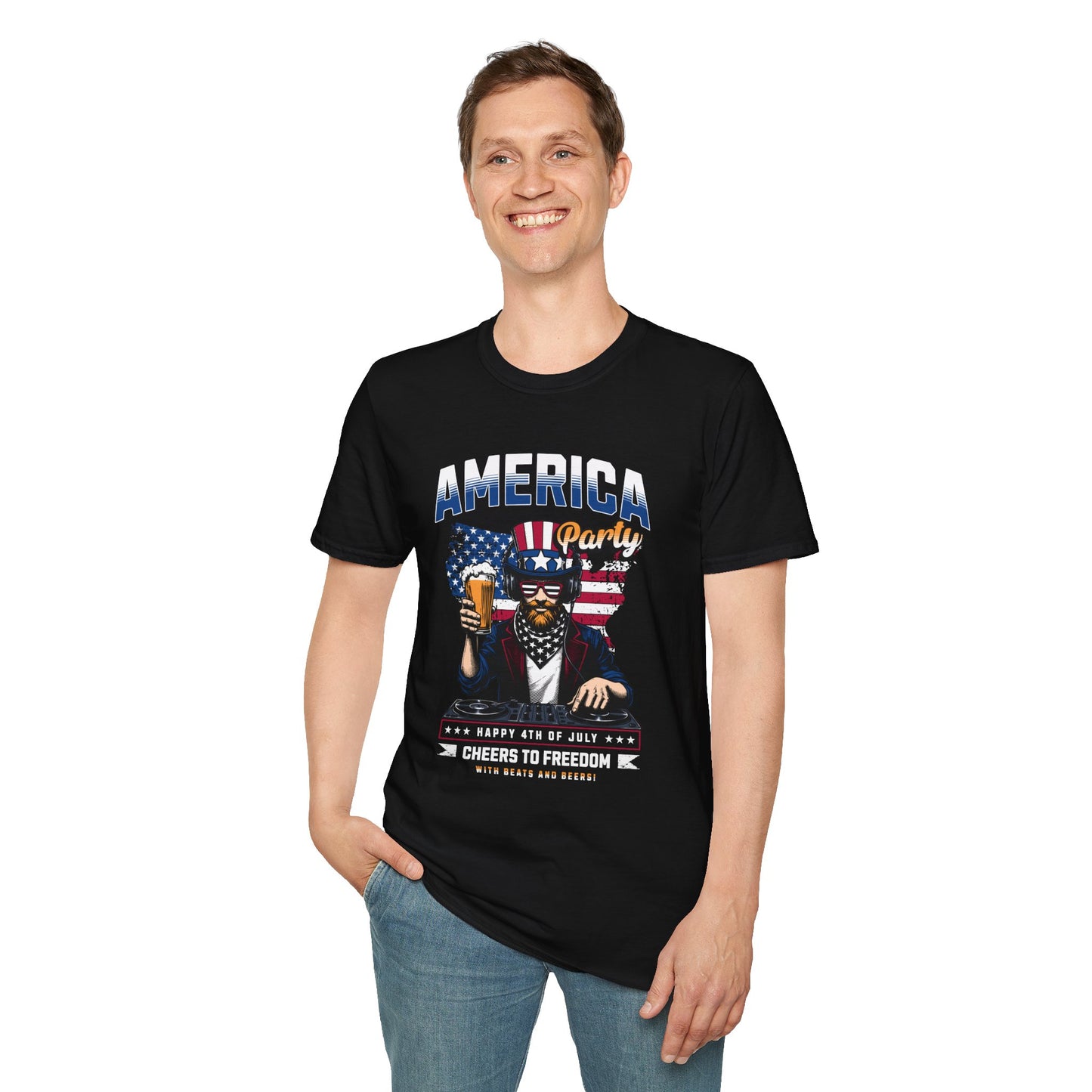American DJ  Party Unisex Streetwear T-Shirt | Graphic Design American Tee | DJ Rebel Frequency
