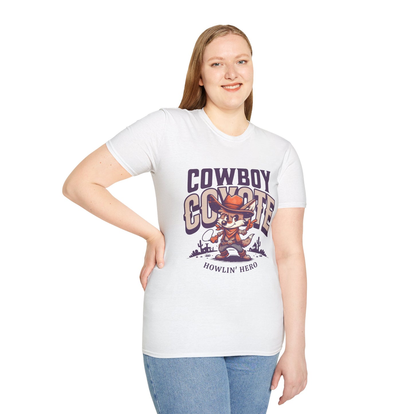 Cowboy Coyote Unisex Streetwear T-Shirt | Cowboy Graphic T-Shirt | Coyote Rebel Frequency
