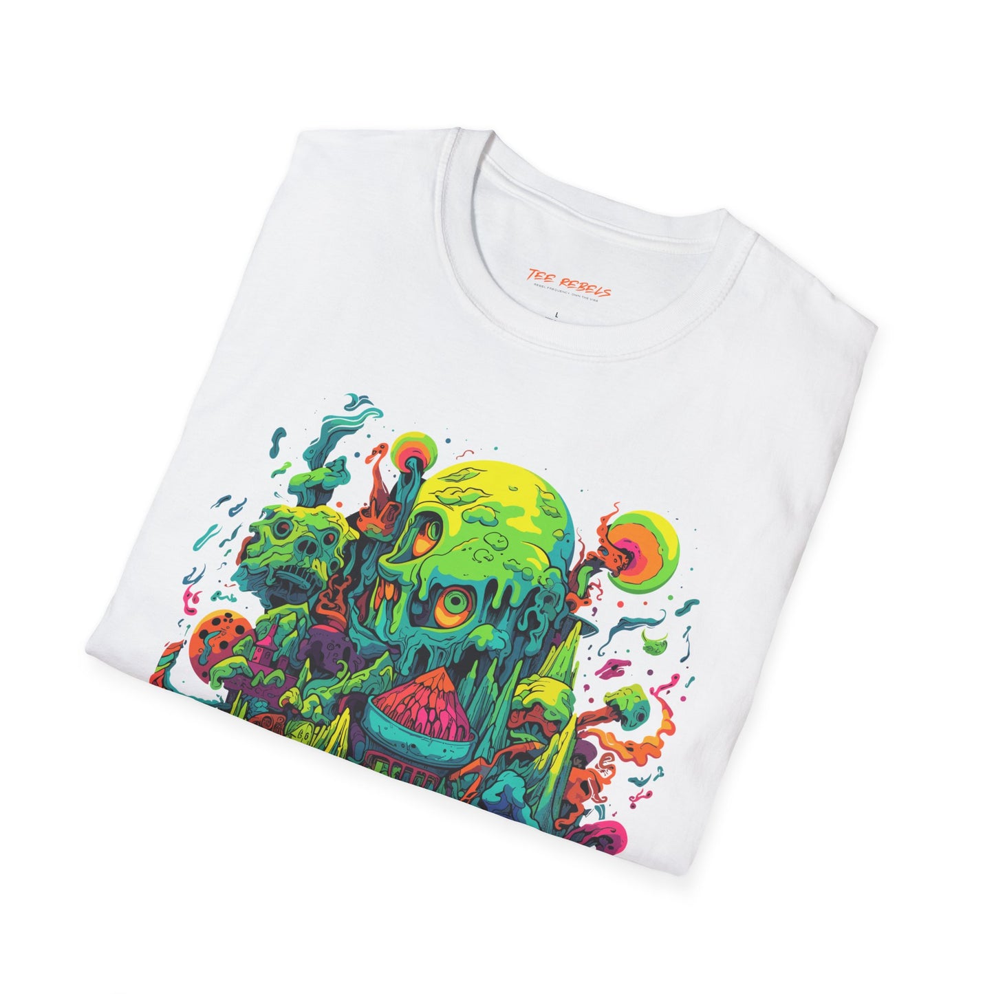 Psychedelic Fantasy Mushroom Art Unisex Softstyle Tee | Mushroom Rebel Frequency