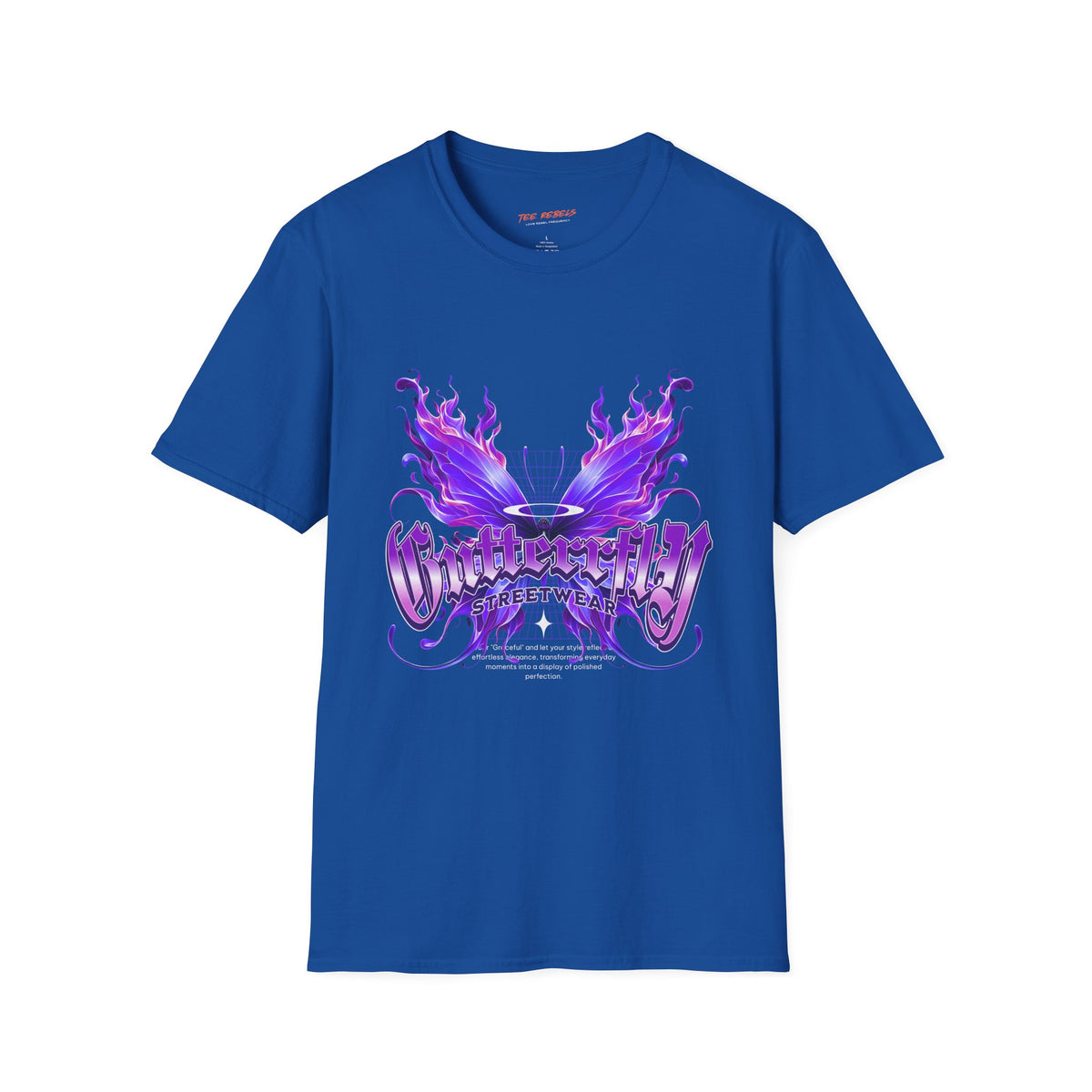 Butterfly Streetwear Graphic T-Shirt — Purple Flame & Spread Love Rose