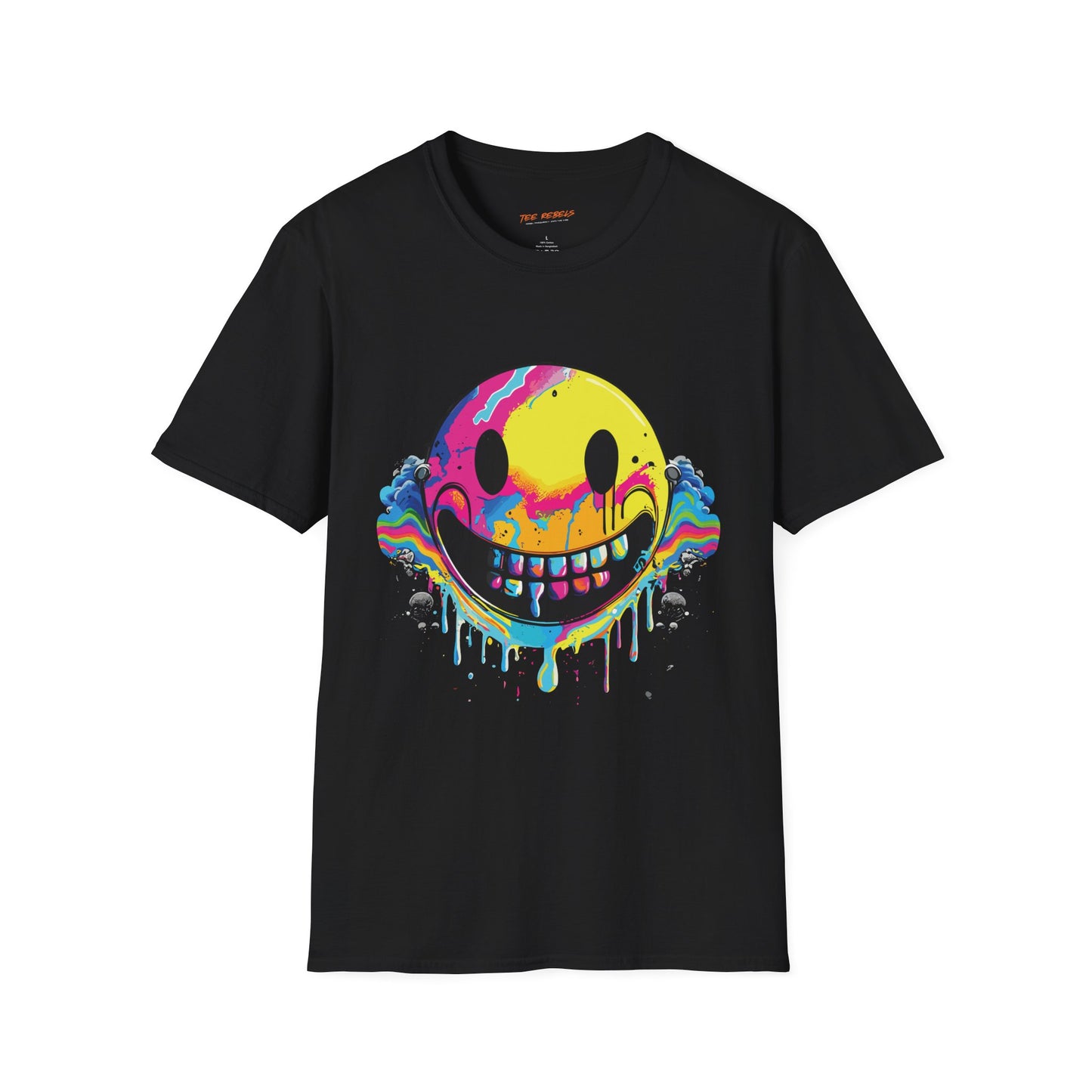 Vibrant Smiley Graphic Unisex Softstyle T-Shirt | Smile Rebel Frequency