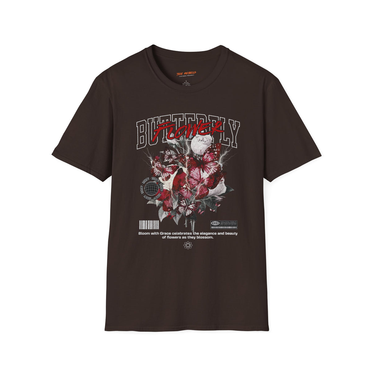 Butterfly Flower — Spread Love Rose Graphic T-Shirt