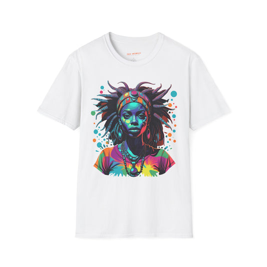 Psychedelic Afrocentric Lady Unisex Softstyle T-Shirt | Afro Rebel Frequency