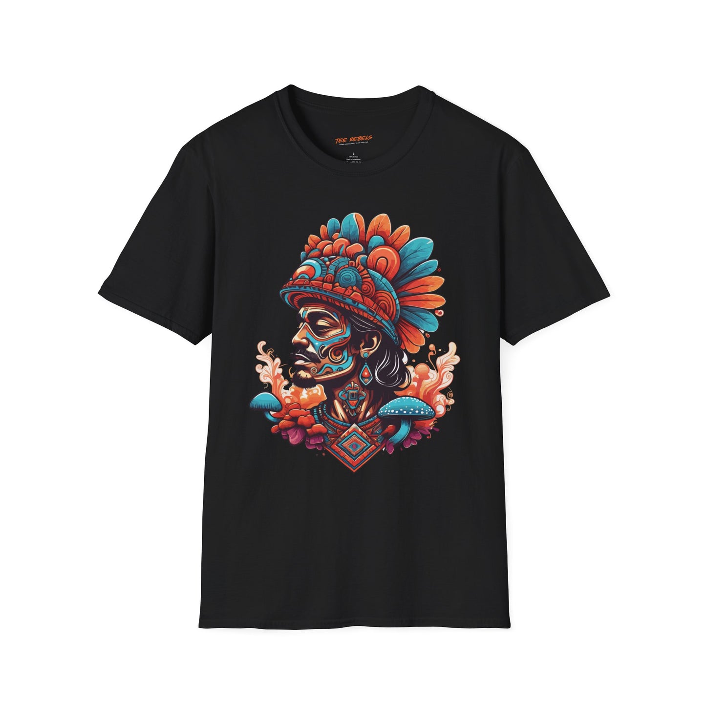 Psychedelic Indigenous Man Unisex Softstyle T-Shirt | Indigenous Rebel Frequency