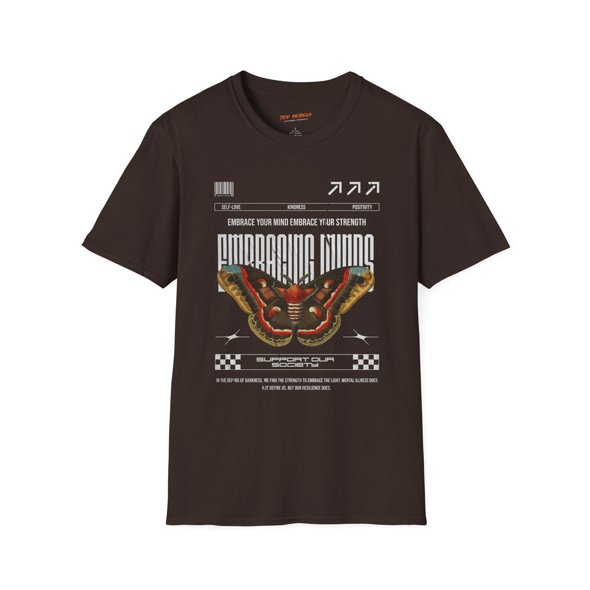 Embracing Minds Butterfly Spread Love Rose Graphic T-Shirt