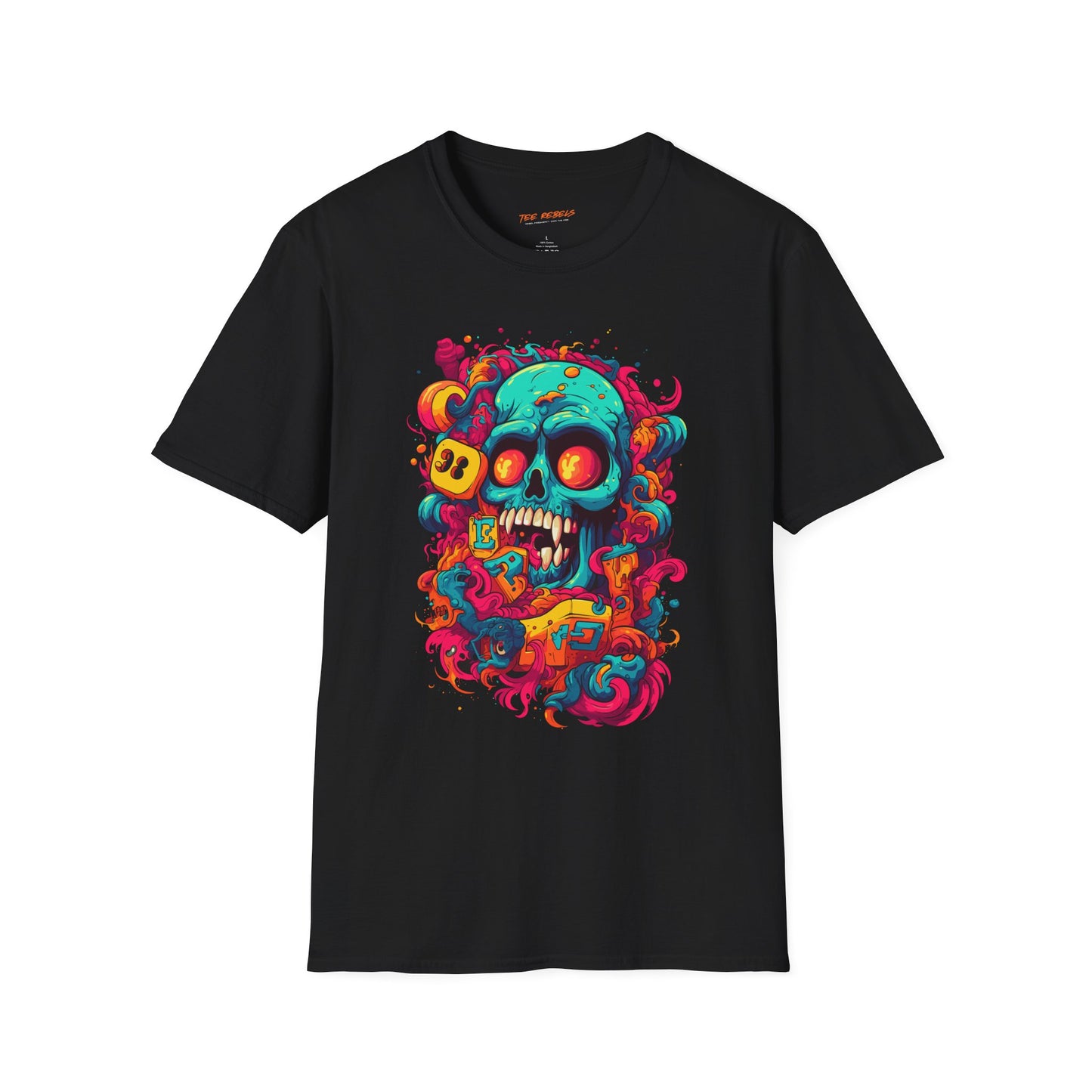 Psychedelic Skull Graphic Unisex Softstyle T-Shirt | Skull Rebel Frequency