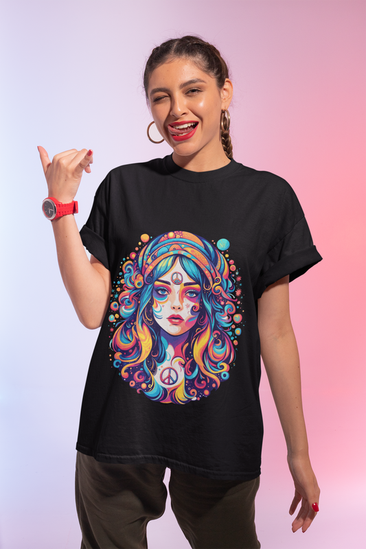 Psychedelic Bohemian Lady Unisex T-Shirt | Bohemian Rebel Frequency