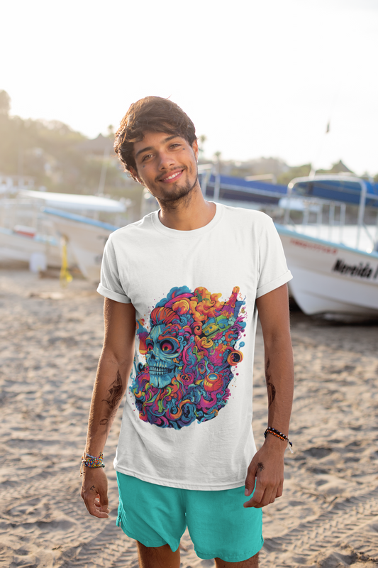 Psychedelic Skull Head Unisex T-Shirt | Skull Rebel Frequency