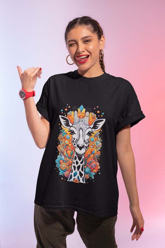Psychedelic Whimsical Giraffe Unisex T-Shirt | Giraffe Rebel Frequency