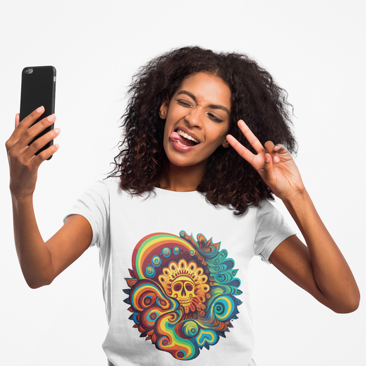 Psychedelic Skull Rainbow Unisex T-Shirt | Skull Rebel Frequency