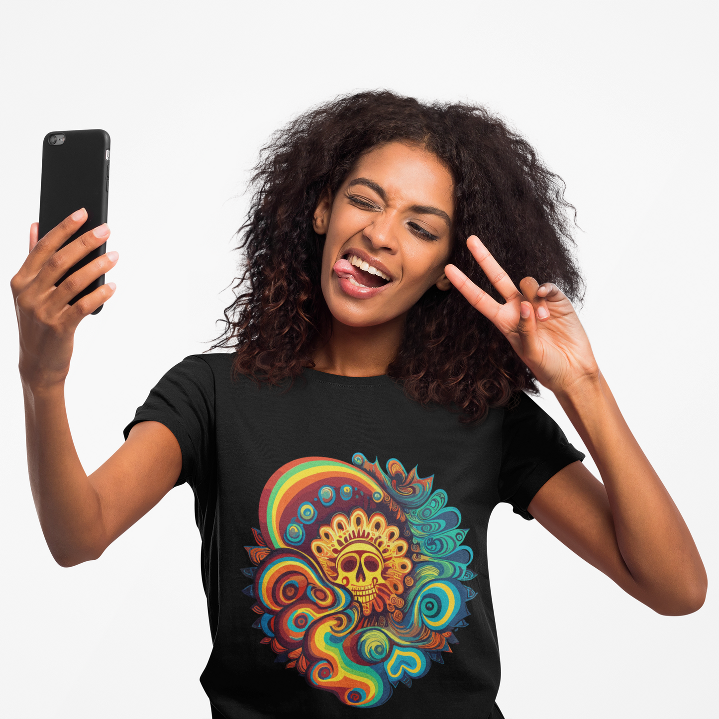Psychedelic Skull Rainbow Unisex T-Shirt | Skull Rebel Frequency