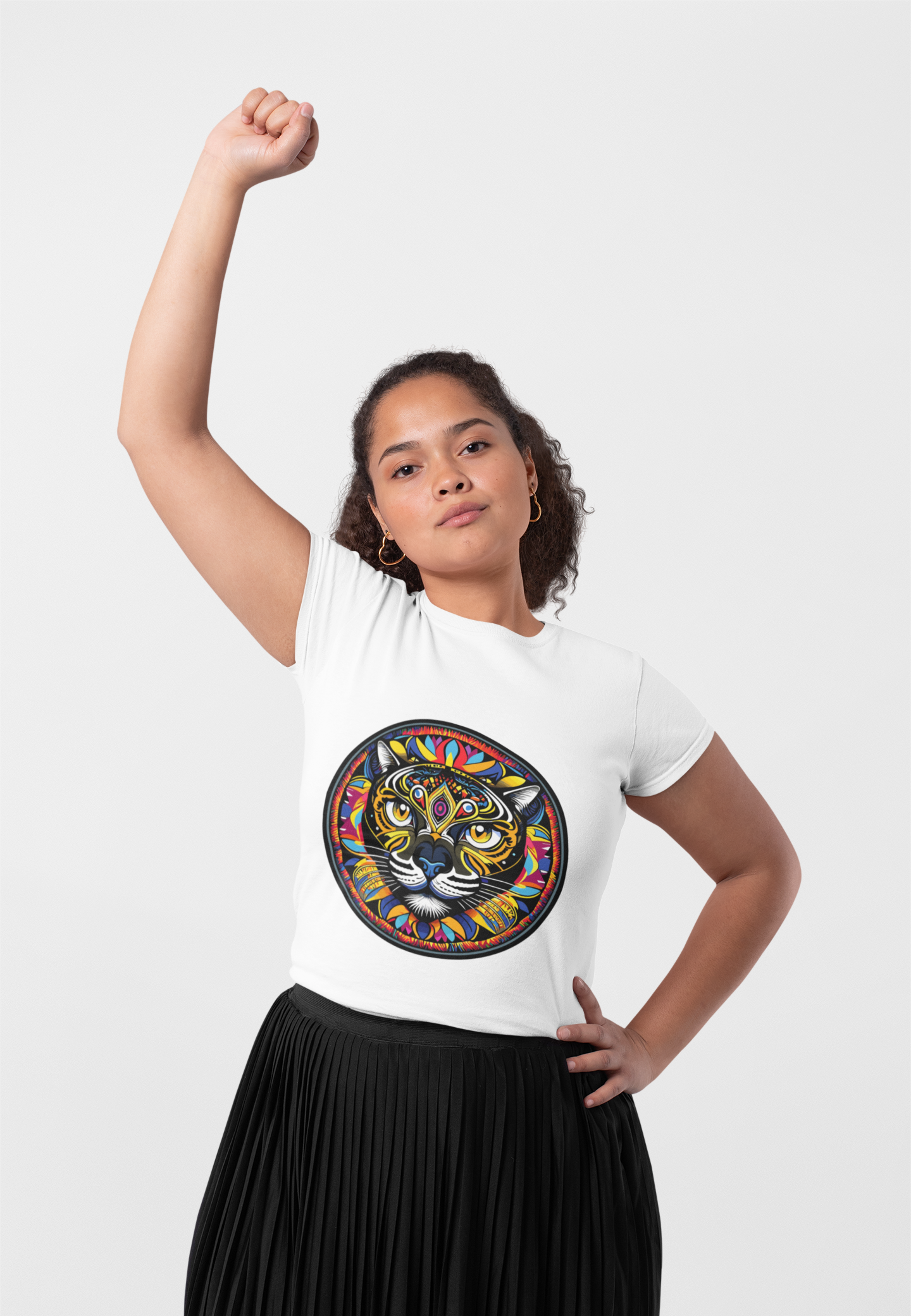 Psychedelic Black Cat Unisex T-Shirt | Cat Rebel Frequency