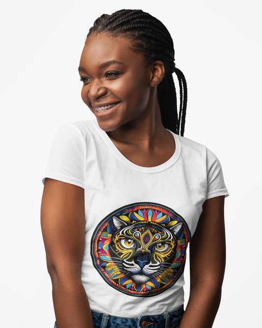 Psychedelic Black Cat Unisex T-Shirt | Cat Rebel Frequency