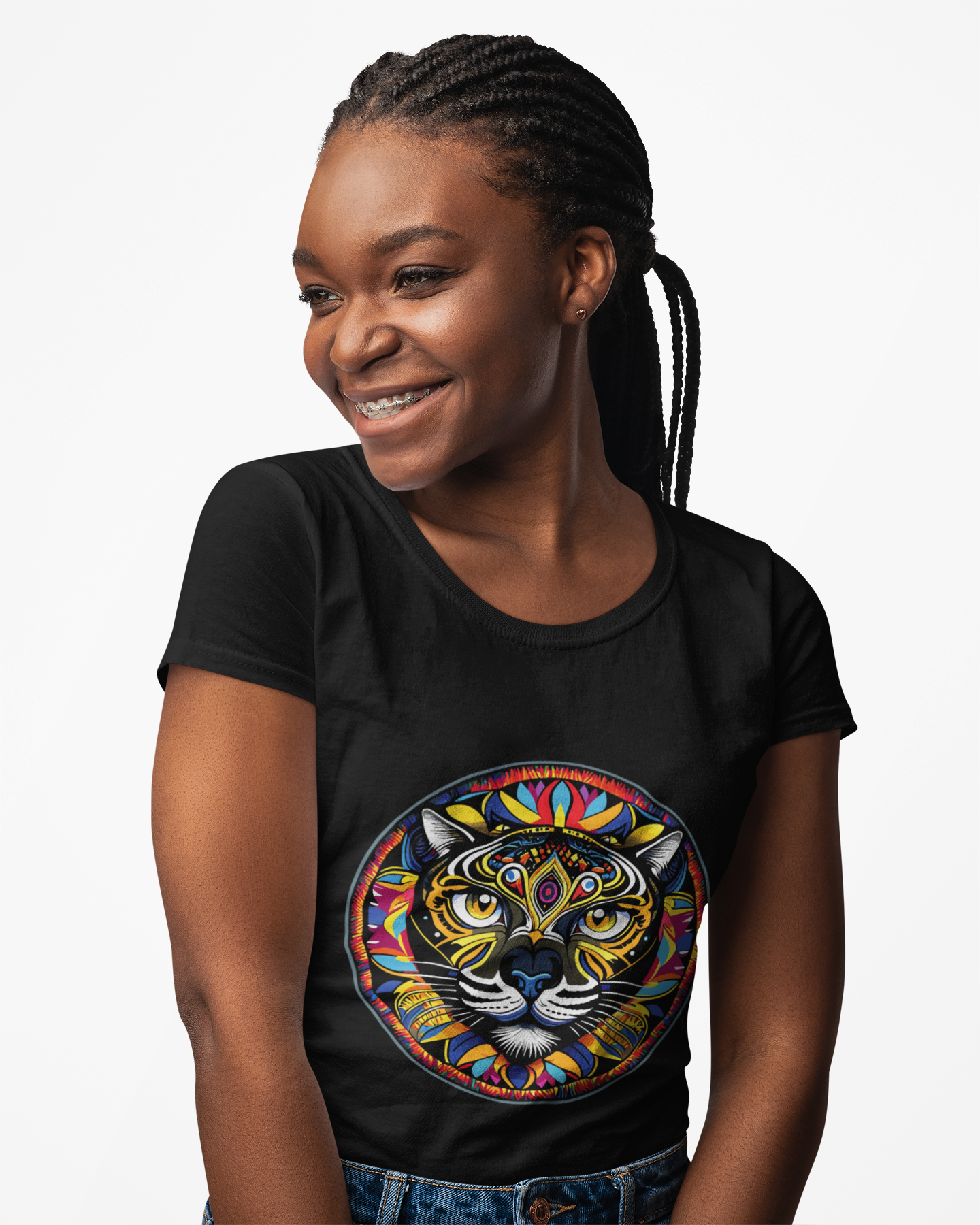 Psychedelic Black Cat Unisex T-Shirt | Cat Rebel Frequency