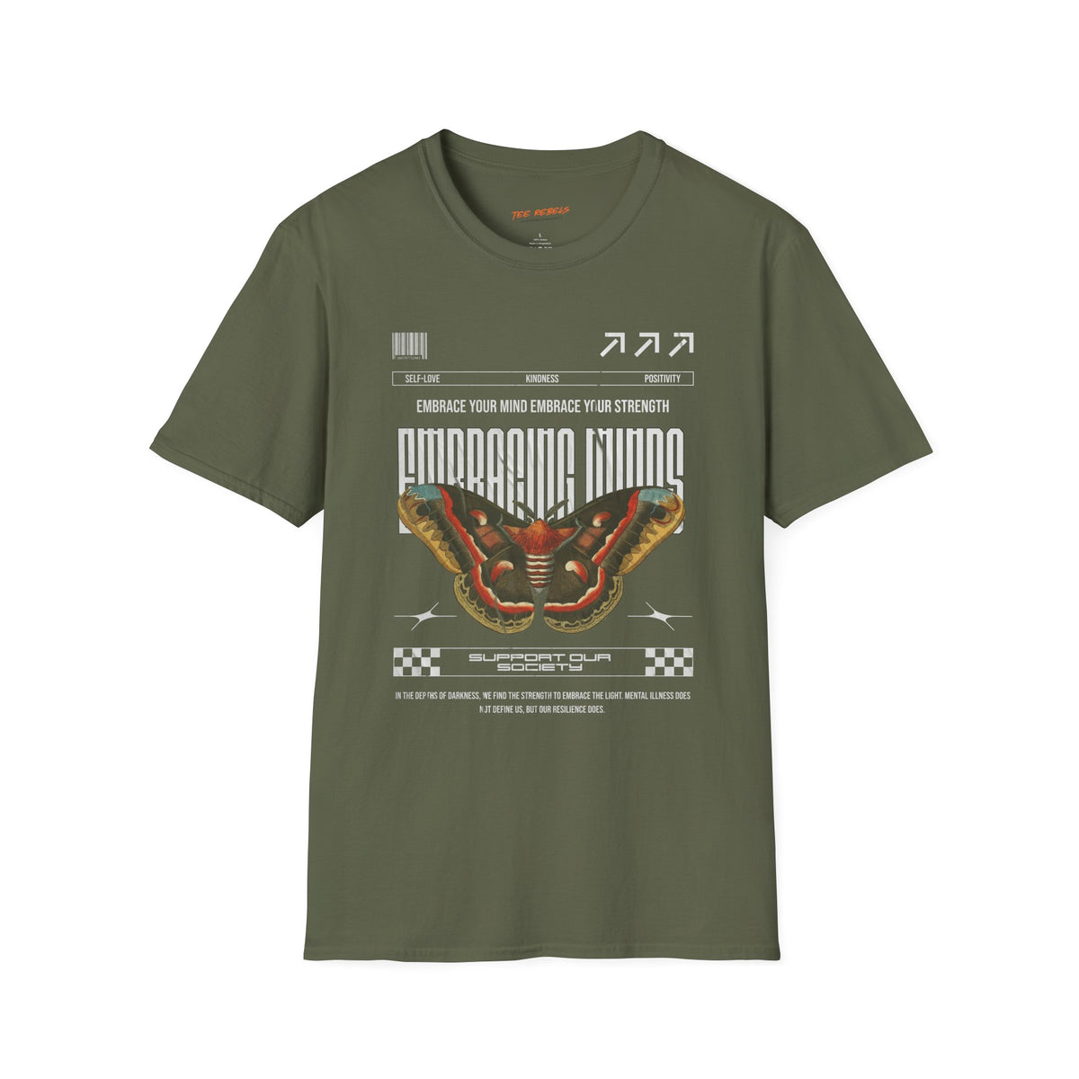 Embracing Minds Butterfly Spread Love Rose Graphic T-Shirt