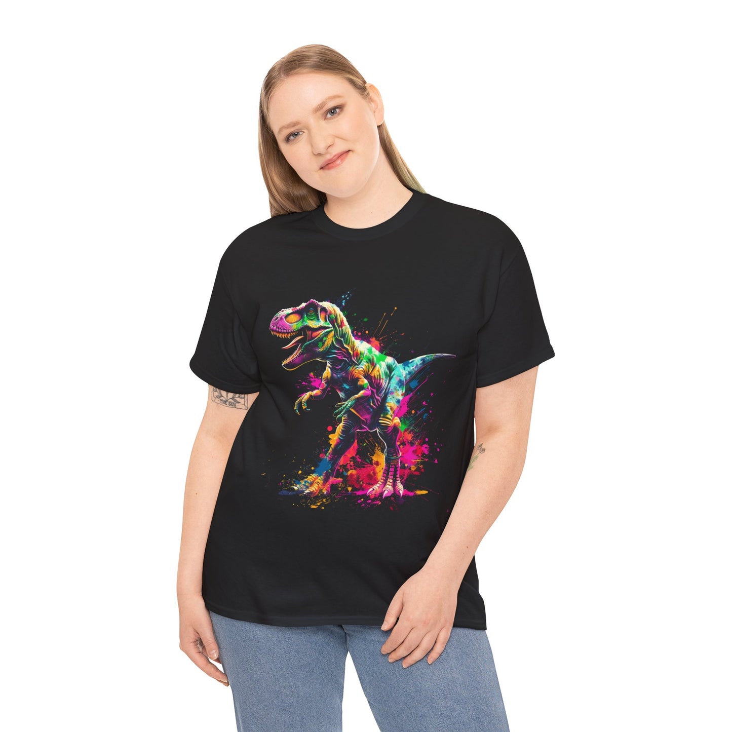 Dinosaur T-Rex Graphic Unisex Heavy Cotton Tee | T-Rex Rebel Frequency