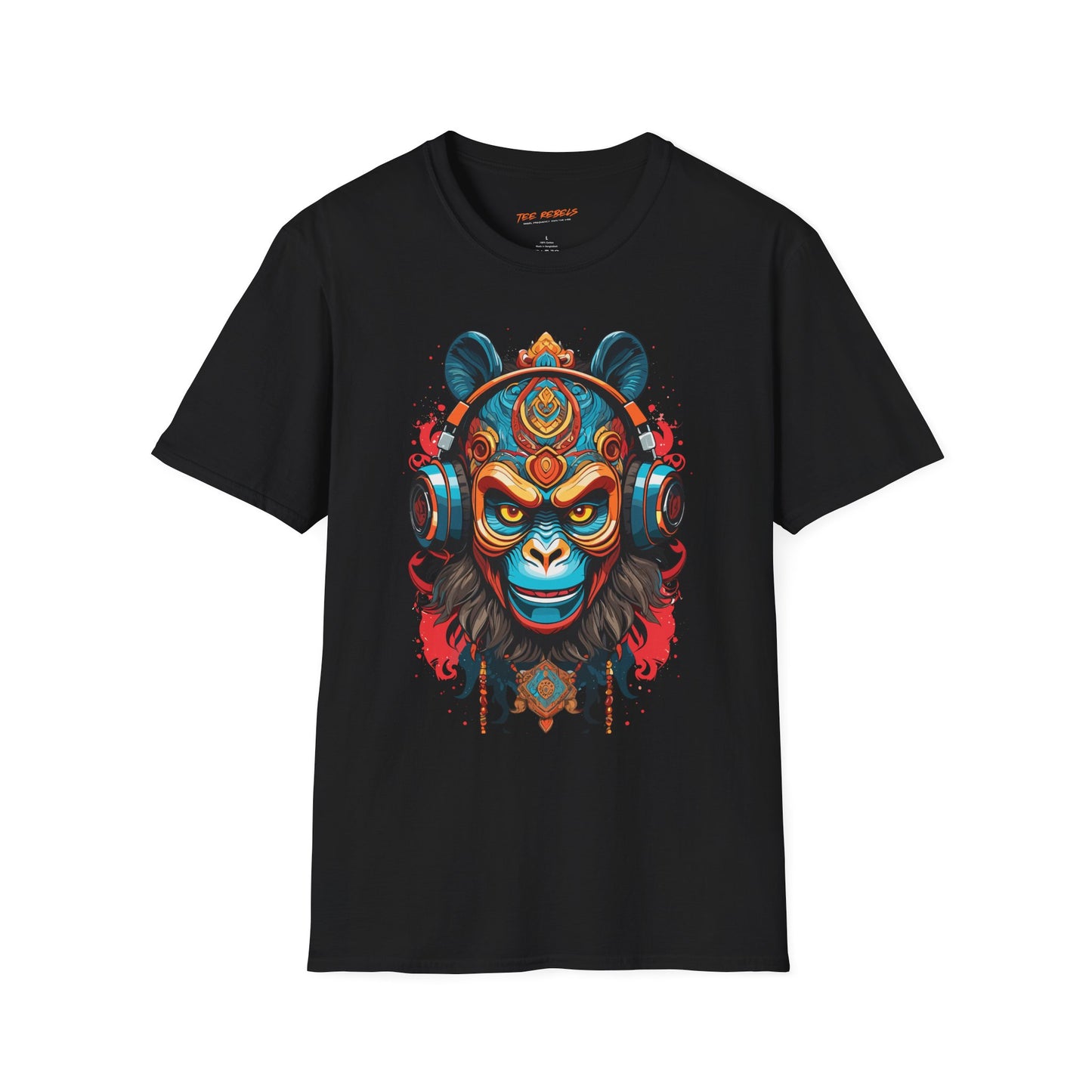 Psychedelic Monkey Headphones Unisex T-Shirt | Monkey Rebel Frequency