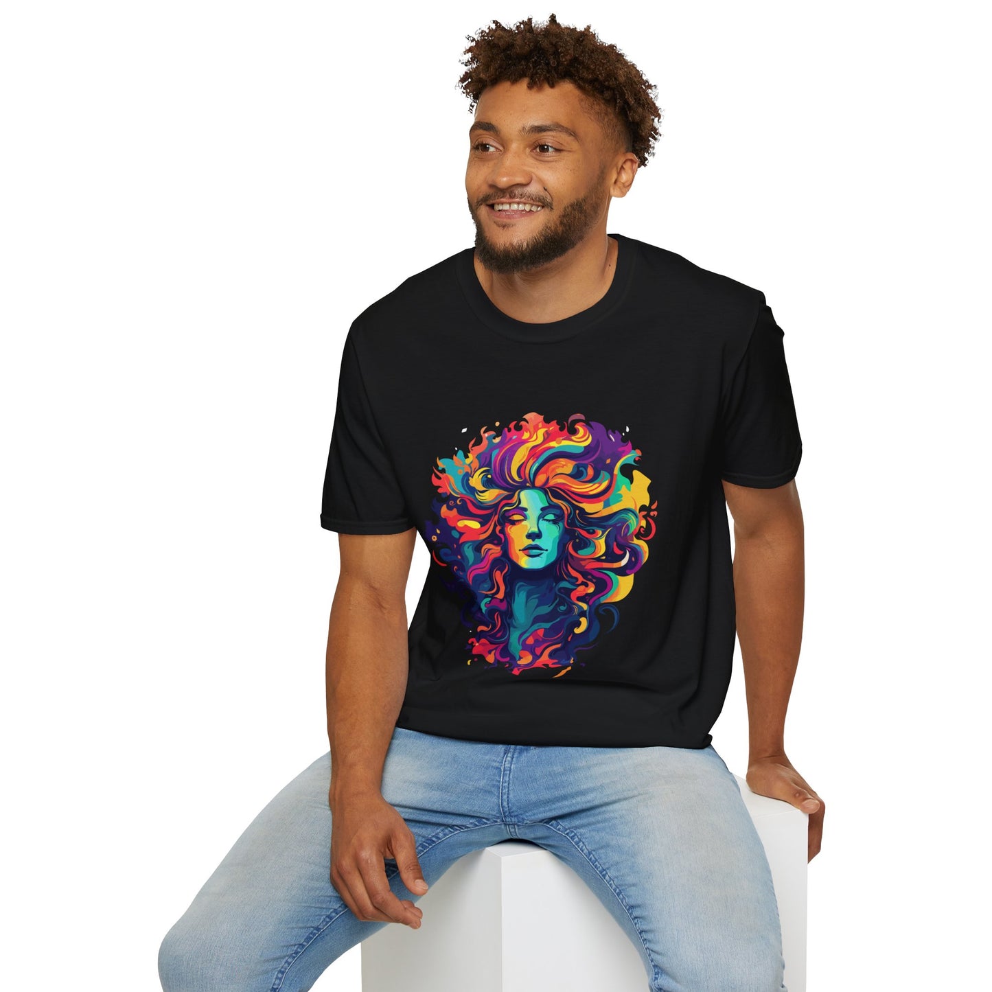 Psychedelic Bohemian Goddess Unisex Softstyle T-Shirt | Bohemian Rebel Frequency