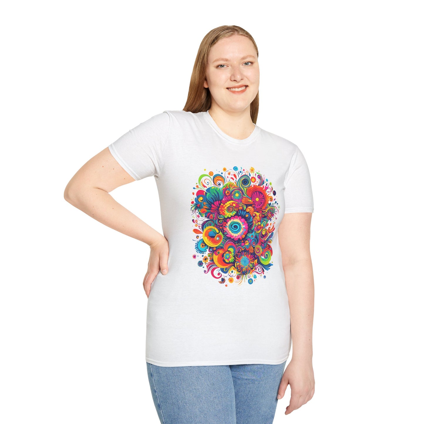 Psychedelic Swirl Unisex Softstyle T-Shirt | Swirl Rebel Frequency