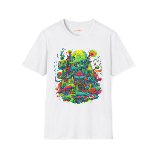 Psychedelic Fantasy Mushroom Art Unisex Softstyle Tee | Mushroom Rebel Frequency