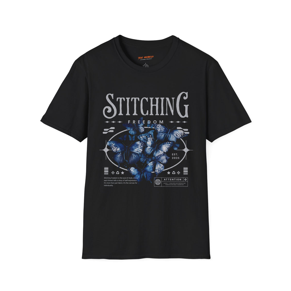 Stitching Butterfly Spread Love Rose Graphic T-Shirt