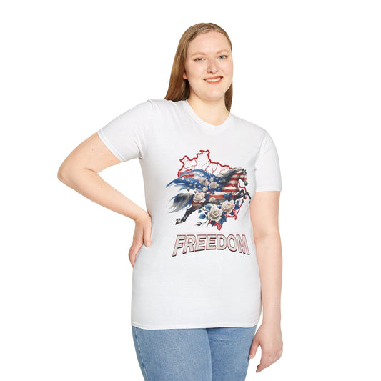 Freedom Horse USA Unisex Streetwear T-Shirt | American Graphic T-Shirt | Freedom Rebel Frequency