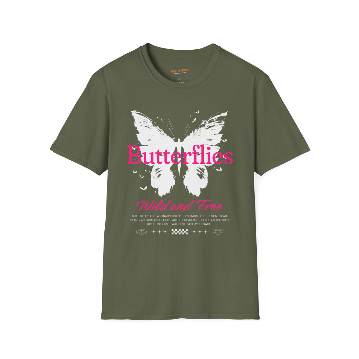 Butterflies “Wild and Free” T‑Shirt — Spread Love Rose Graphic Tee