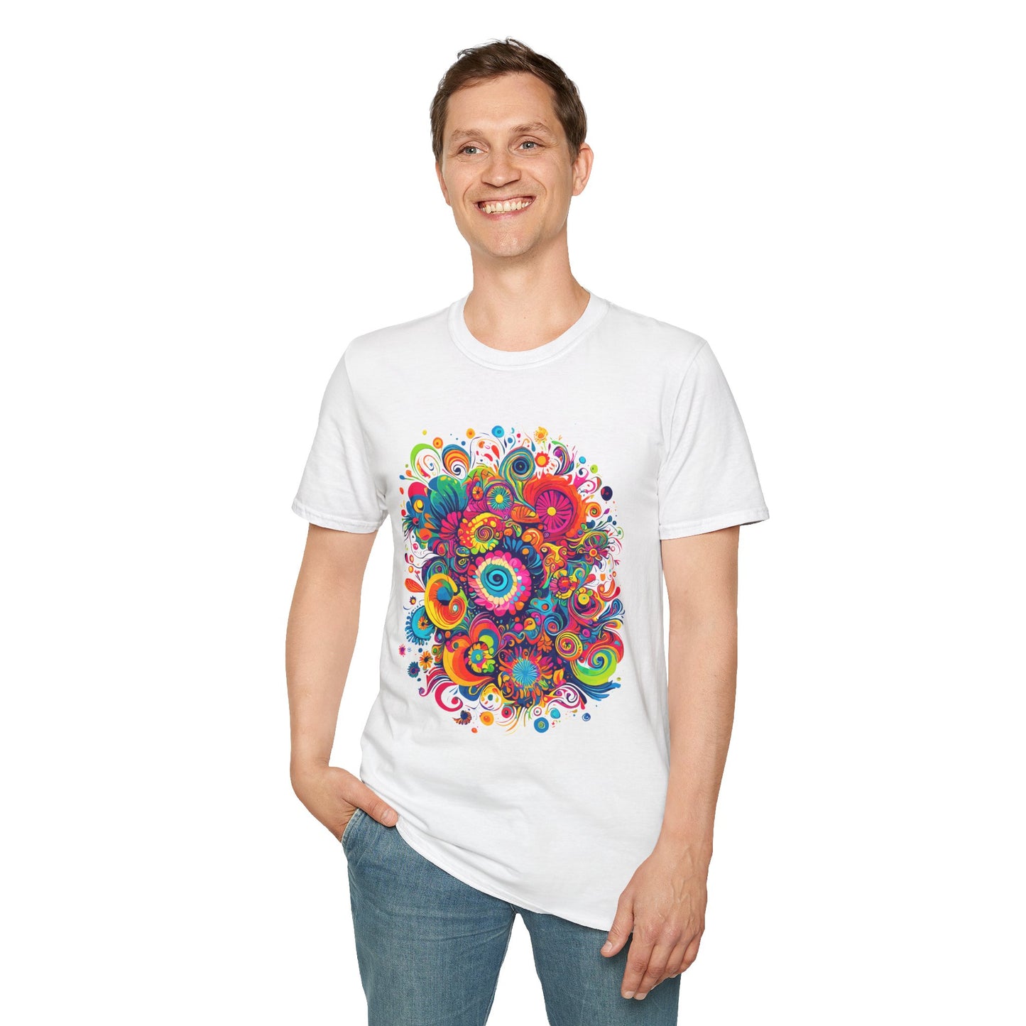 Psychedelic Swirl Unisex Softstyle T-Shirt | Swirl Rebel Frequency