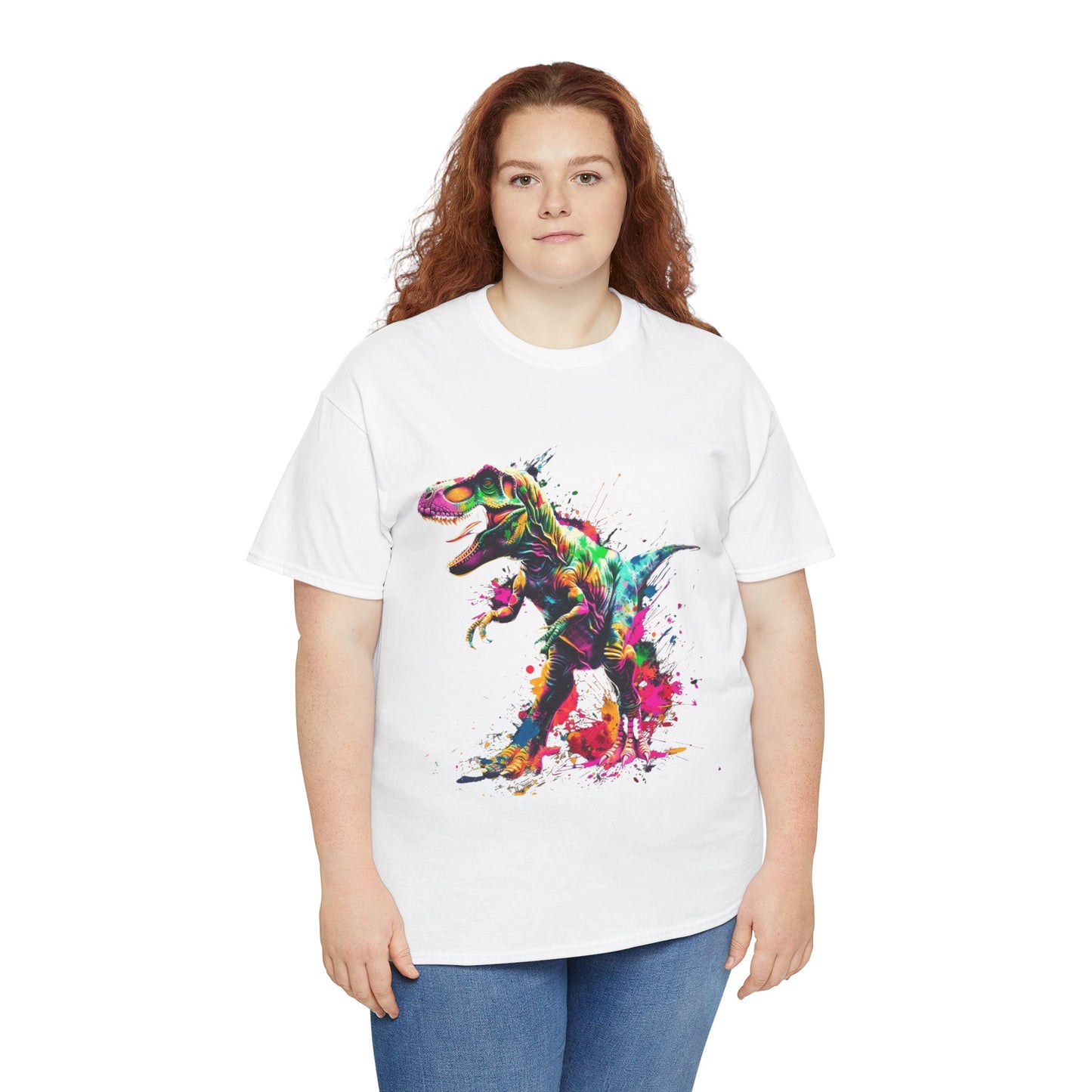 Dinosaur T-Rex Graphic Unisex Heavy Cotton Tee | T-Rex Rebel Frequency