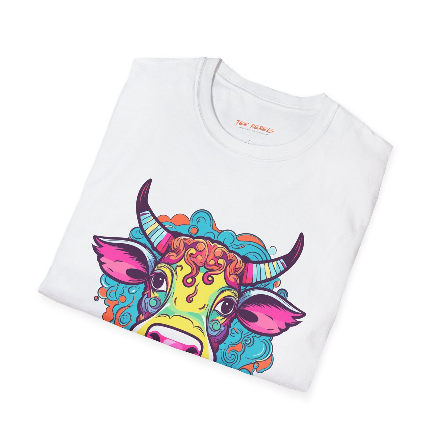 Psychedelic Cow TeeShirt, Fun Farm Animal TeeShirt | Cow Frequency