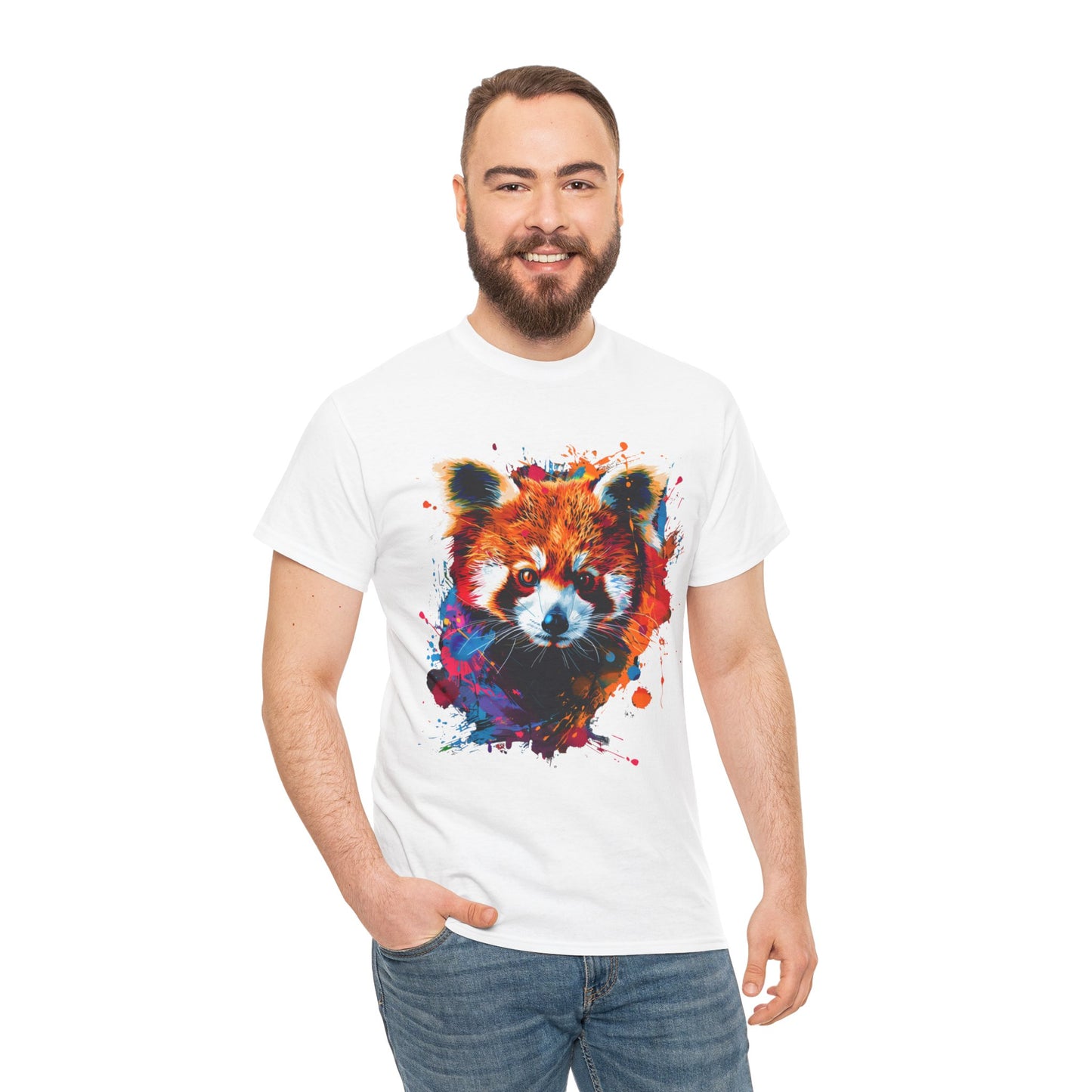 Colorful Red Panda Graphic Unisex Heavy Cotton Tee | Red Panda Rebel Frequency