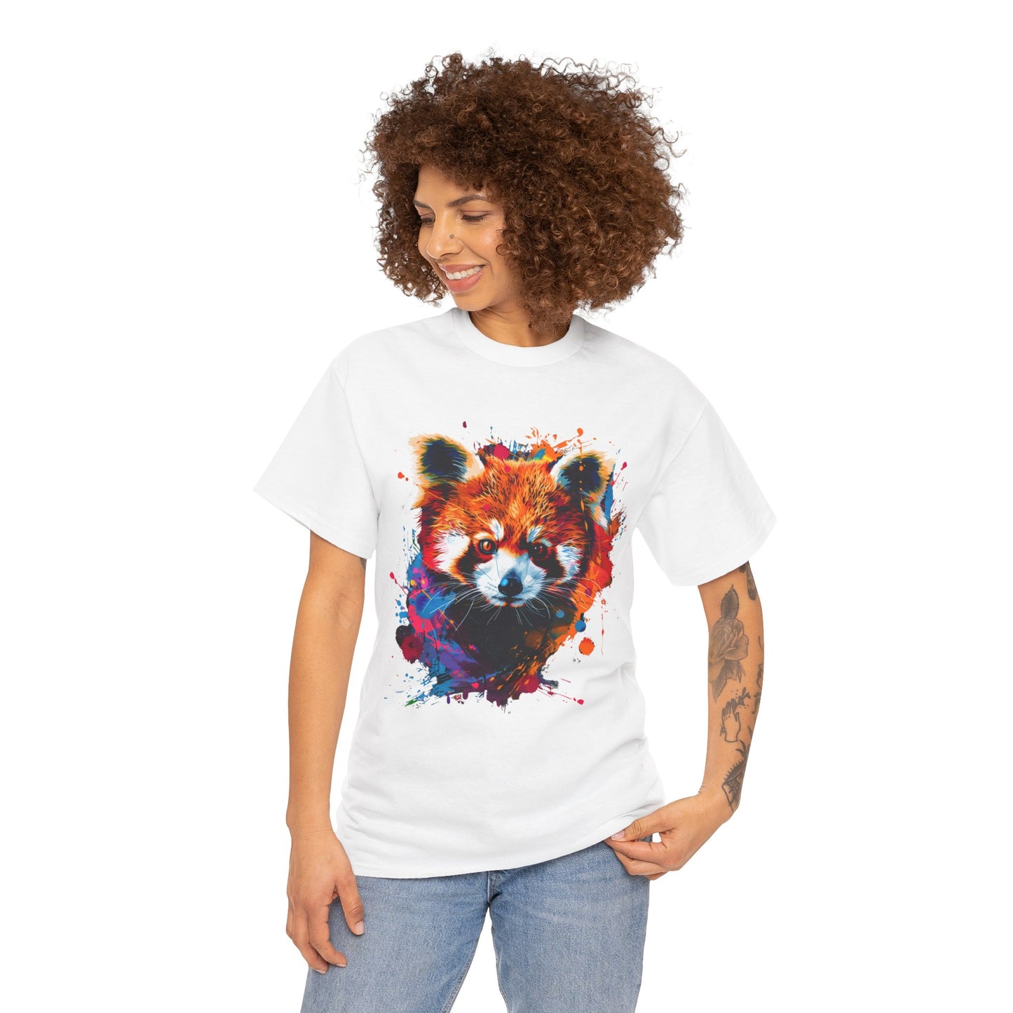 Colorful Red Panda Graphic Unisex Heavy Cotton Tee | Red Panda Rebel Frequency