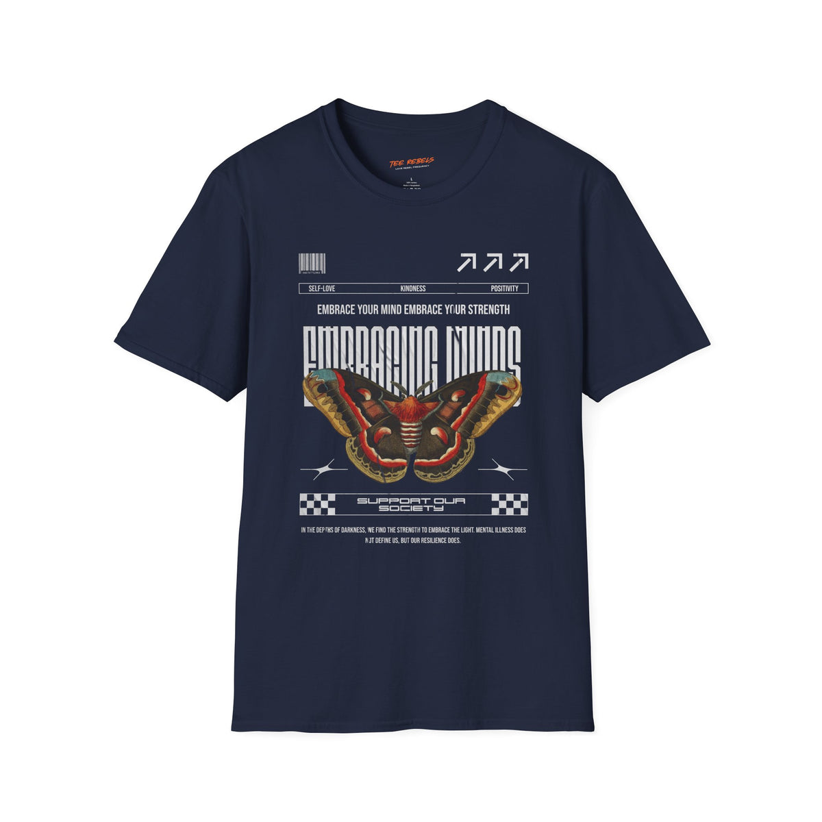 Embracing Minds Butterfly Spread Love Rose Graphic T-Shirt