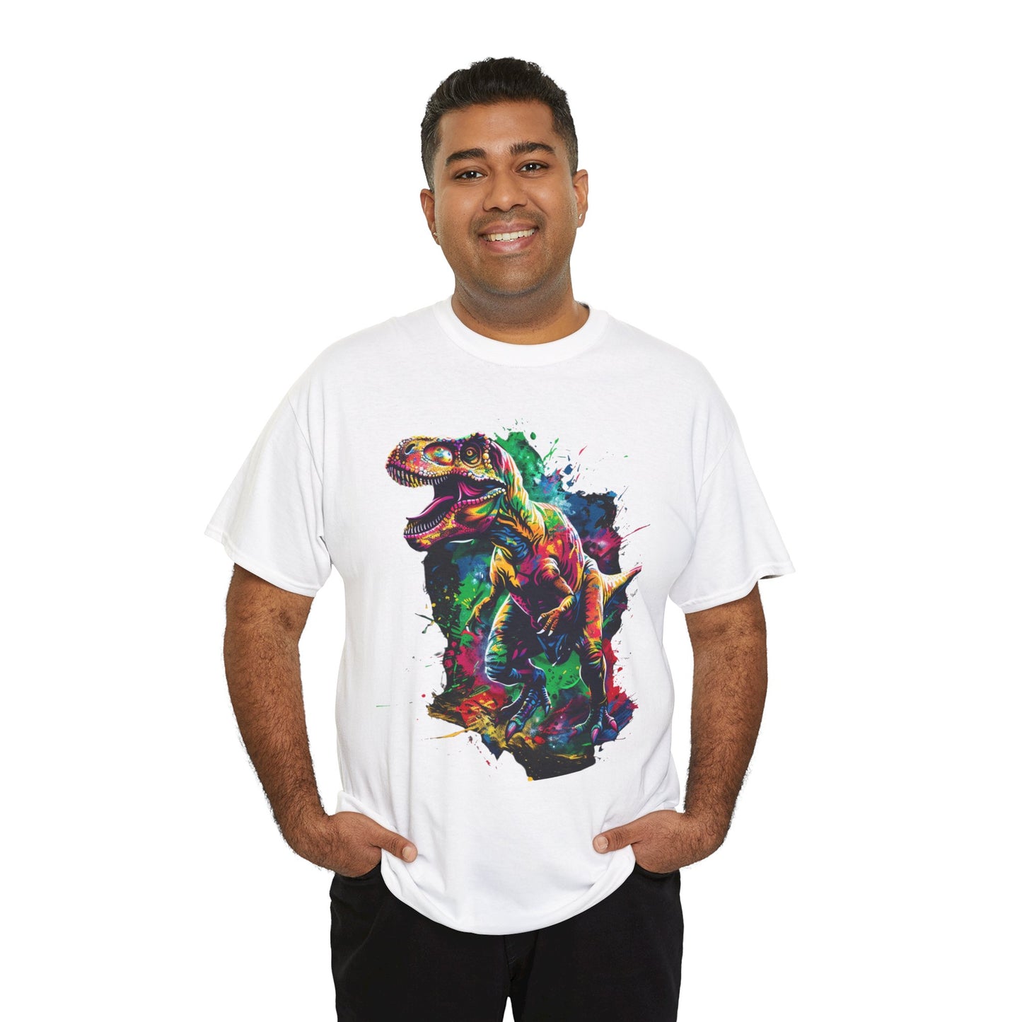 Colorful T-Rex Unisex Heavy Cotton Tee | T-Rex Rebel Frequency