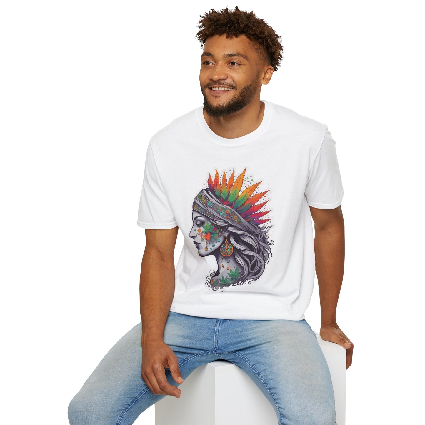 Bohemian Psychedelic Dream Lady Unisex Softstyle T-Shirt | Bohemian Rebel Frequency