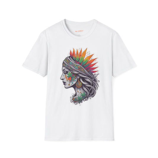 Bohemian Psychedelic Dream Lady Unisex Softstyle T-Shirt | Bohemian Rebel Frequency