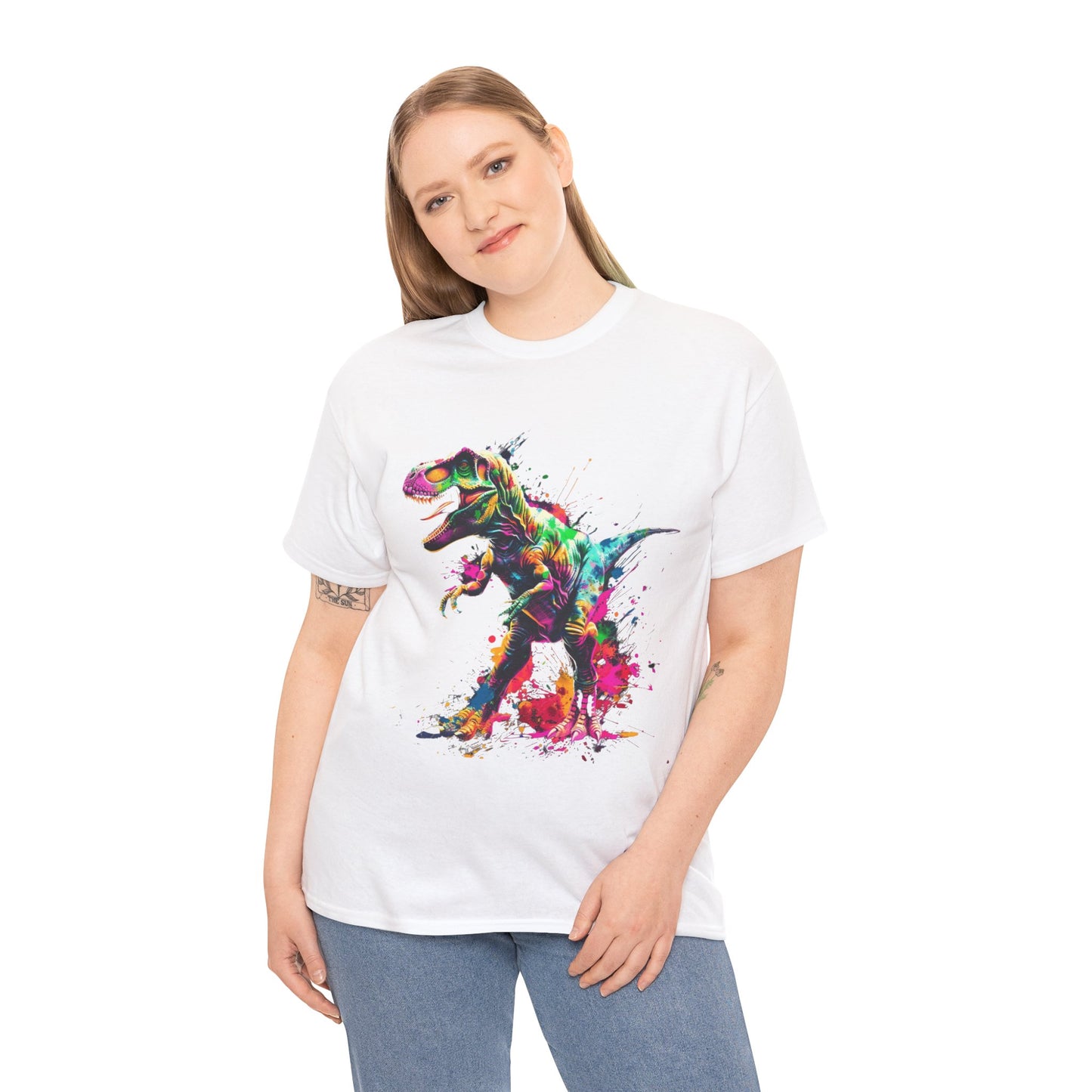 Dinosaur T-Rex Graphic Unisex Heavy Cotton Tee | T-Rex Rebel Frequency